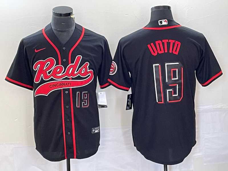 Men%27s Cincinnati Reds #19 Joey Votto Number Black 2023 City Connect Cool Base Stitched Jersey->cincinnati reds->MLB Jersey